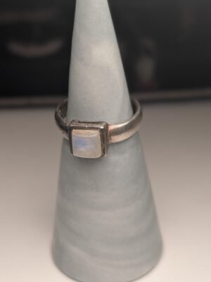 Vintage Sterling Silver Moonstone Band Ring | Size M 1/2 | 925 Silver