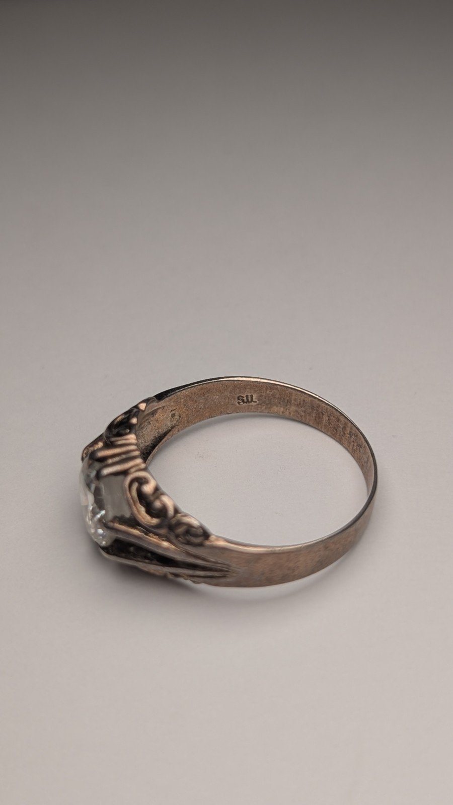 Vintage 9ct Gold Plated Sterling Silver Clear Gemstone Ring | Size T | 925 - Image 3