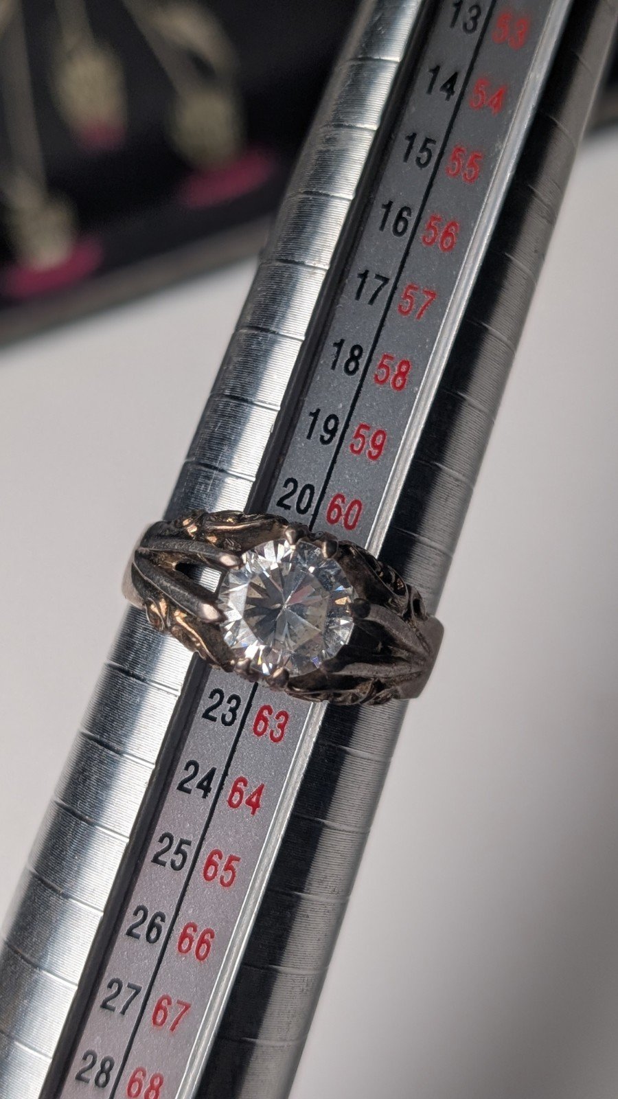 Vintage 9ct Gold Plated Sterling Silver Clear Gemstone Ring | Size T | 925 - Image 8