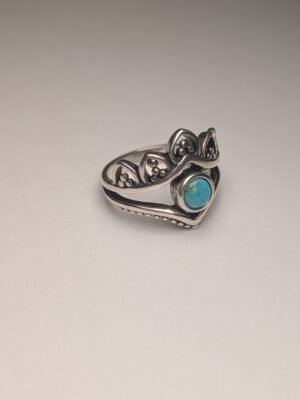 Vintage Sterling Silver Blue Turquoise Ring | Size N | 925 Silver