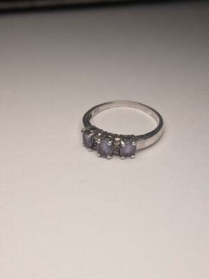 Vintage Sterling Silver Blue-Violet Iolite Three-Stone Ring | Size P | 925