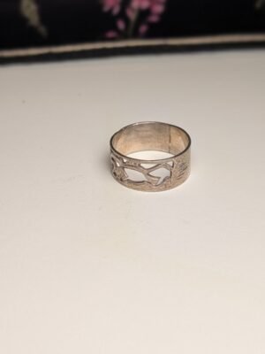 Vintage Sterling Silver Openwork Band Ring | Size M 1/2 | 925 Silver