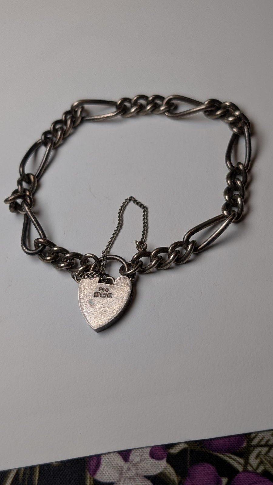 Vintage Sterling Silver 1974 Heart Padlock Bracelet | 13.69g | 925 Silver | 17cm