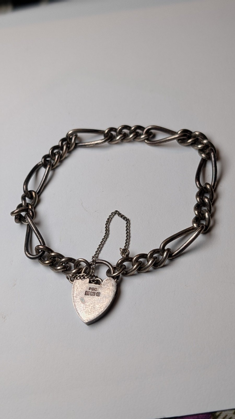 Vintage Sterling Silver 1974 Heart Padlock Bracelet | 13.69g | 925 Silver | 17cm - Image 4