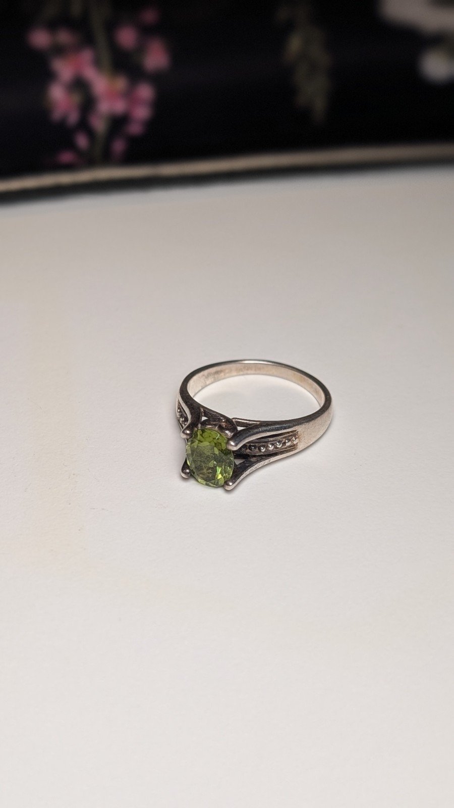 Vintage Sterling Silver Peridot Ring | Size T 1/2 | 925 Silver - Image 2