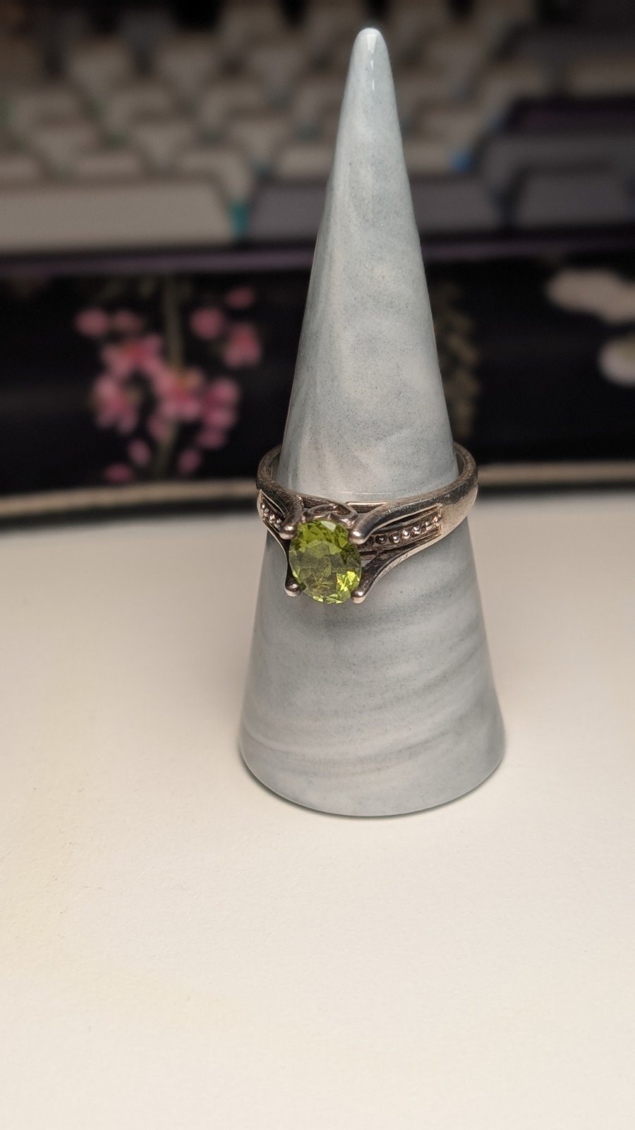 Vintage Sterling Silver Peridot Ring | Size T 1/2 | 925 Silver - Image 5