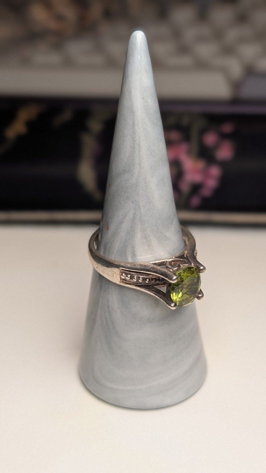Vintage Sterling Silver Peridot Ring | Size T 1/2 | 925 Silver - Image 6
