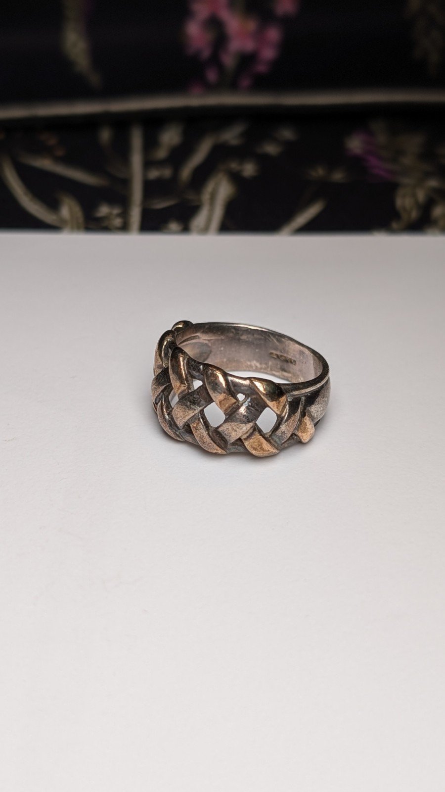 Vintage 9ct Plated Sterling Silver 1995 Men's Weave Ring | Size S 1/2 | 925