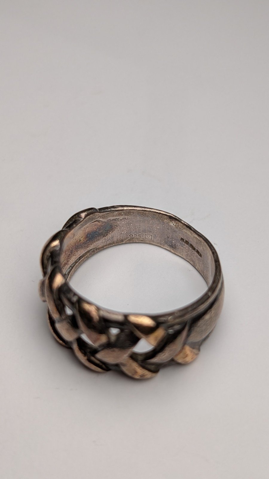 Vintage 9ct Plated Sterling Silver 1995 Men's Weave Ring | Size S 1/2 | 925 - Image 2