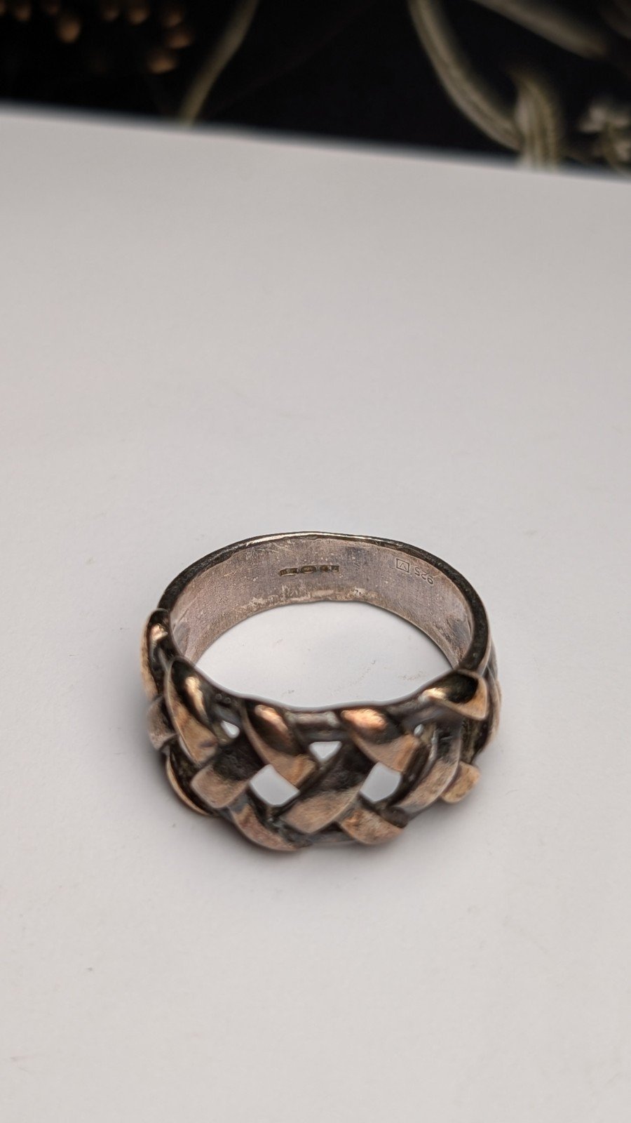 Vintage 9ct Plated Sterling Silver 1995 Men's Weave Ring | Size S 1/2 | 925 - Image 3