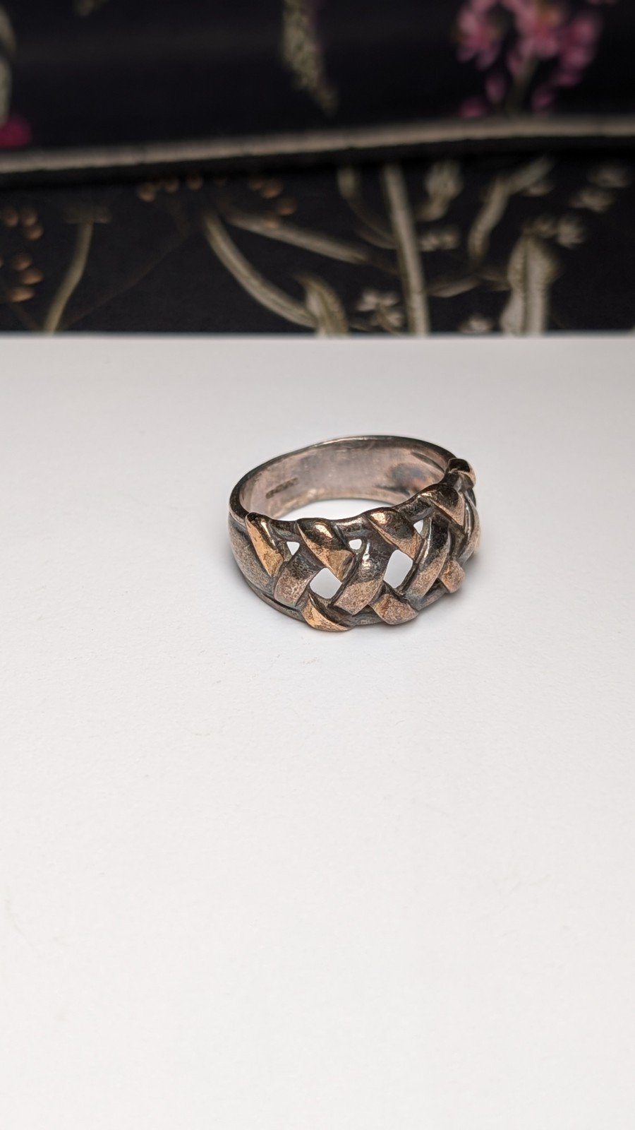 Vintage 9ct Plated Sterling Silver 1995 Men's Weave Ring | Size S 1/2 | 925 - Image 4
