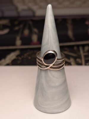Vintage Sterling Silver Black Onyx Ring | Size O 1/2 | 925 Silver