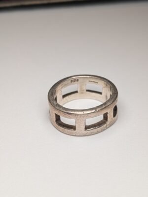 Vintage Sterling Silver Openwork Mens Ring | Size Q | 9.6g | Made In London 2006