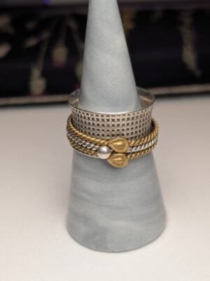 Vintage Sterling Silver & Gold Tone Spinner Ring | Size T 1/2 | 925 Silver