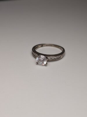 Vintage Sterling Silver Clear CZ Gemstone Ring | Size N | 925 Silver