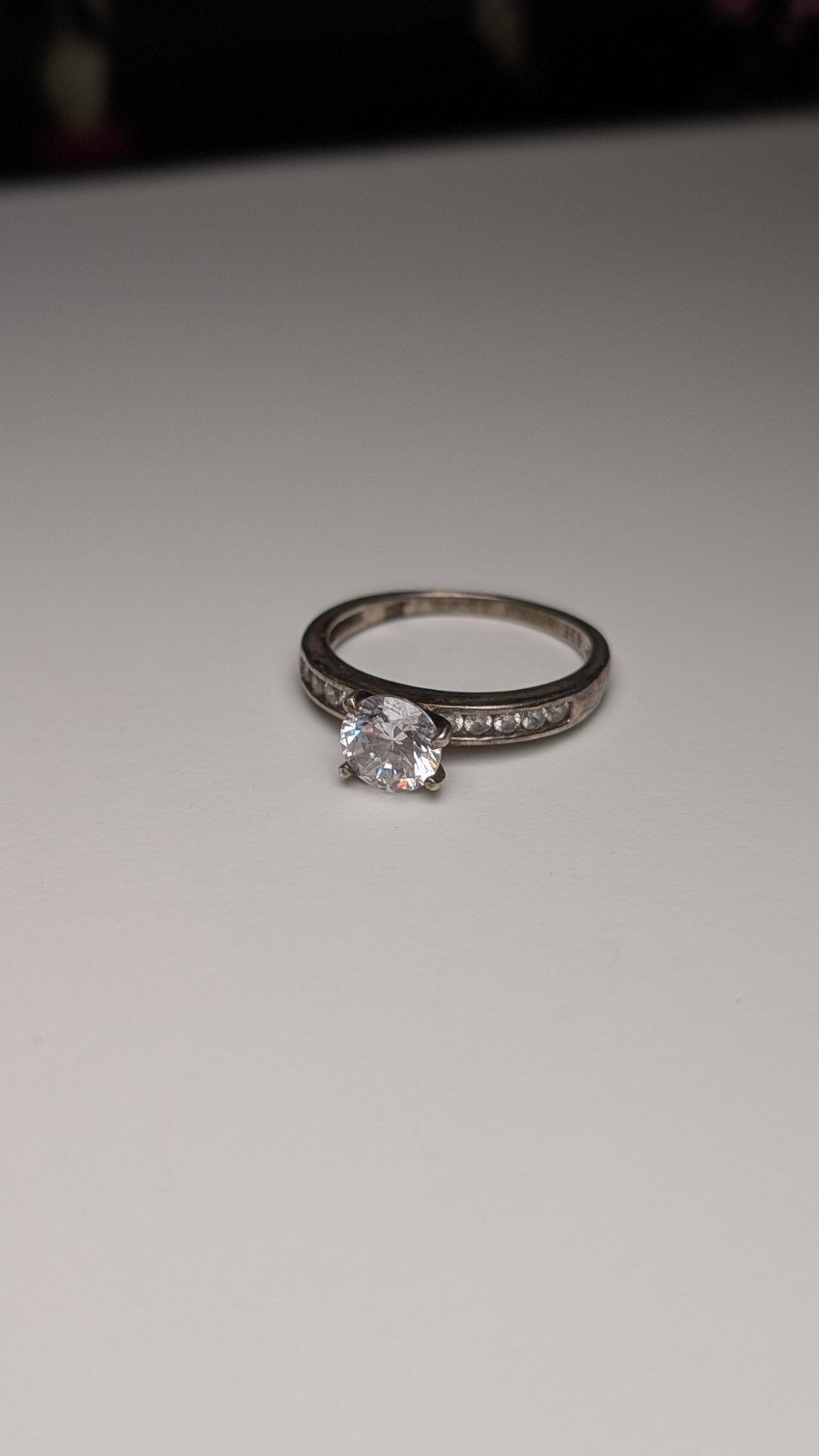 Vintage Sterling Silver Clear CZ Gemstone Ring | Size N | 925 Silver