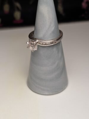 Vintage Sterling Silver CZ Solitaire Ring | Size O 1/2 | 925 Silver