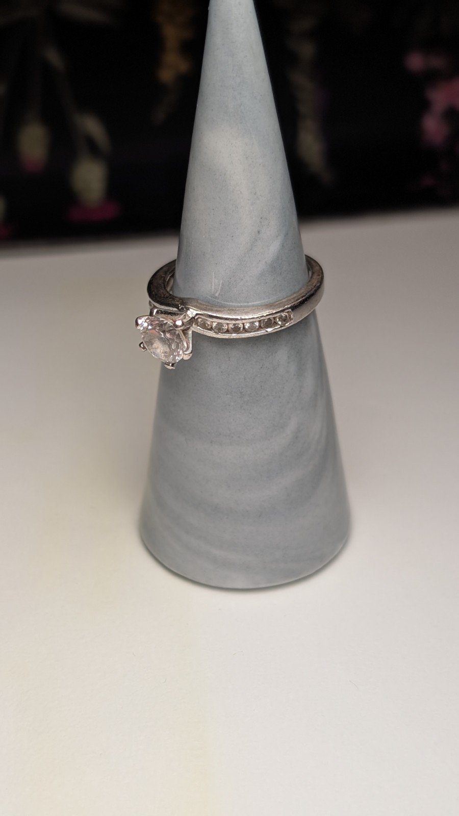 Vintage Sterling Silver CZ Solitaire Ring | Size O 1/2 | 925 Silver