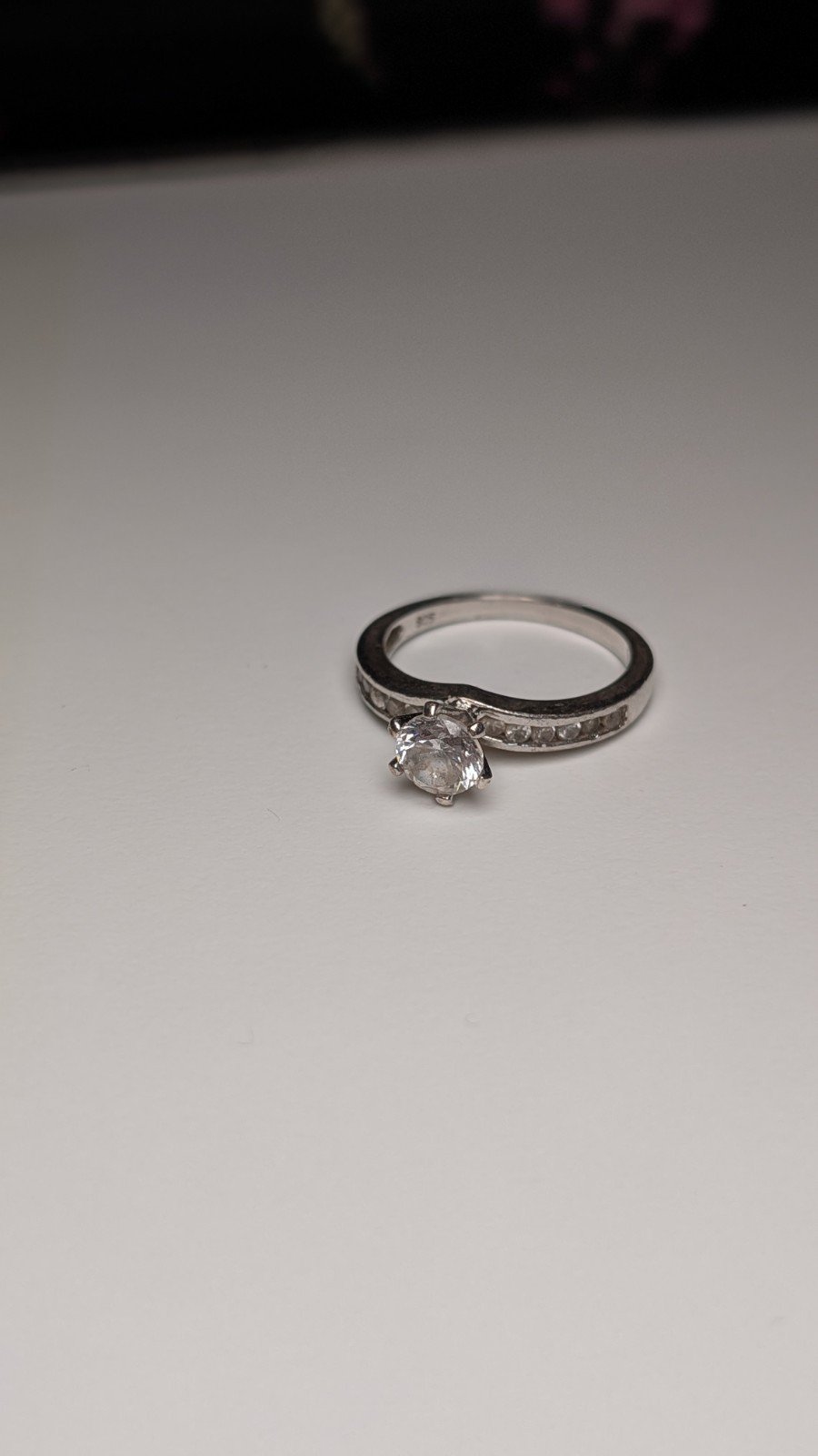 Vintage Sterling Silver CZ Solitaire Ring | Size O 1/2 | 925 Silver - Image 2