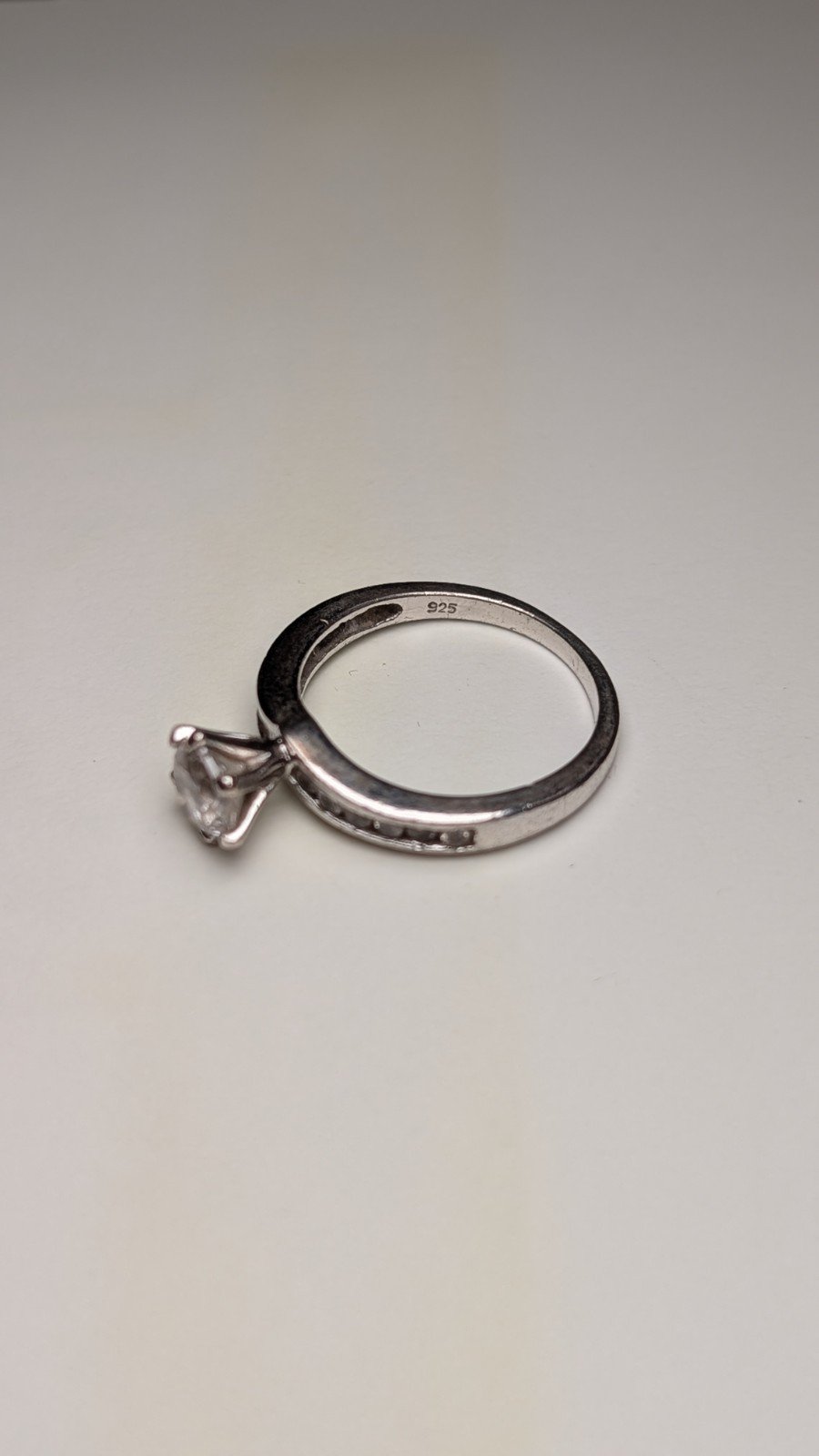 Vintage Sterling Silver CZ Solitaire Ring | Size O 1/2 | 925 Silver - Image 3