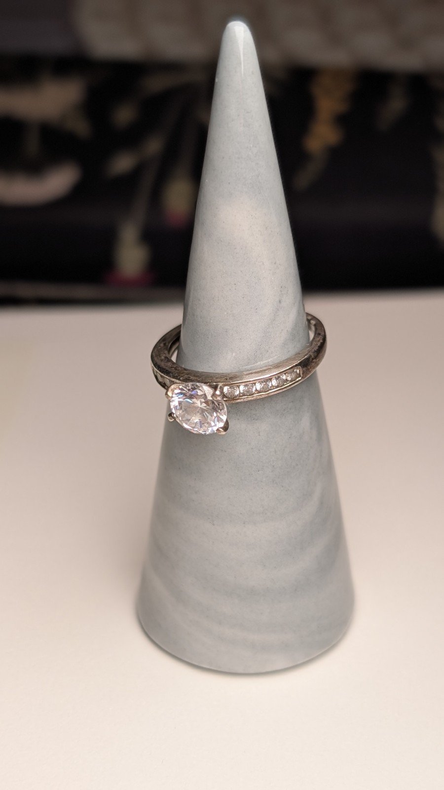 Vintage Sterling Silver Clear CZ Gemstone Ring | Size N | 925 Silver - Image 5