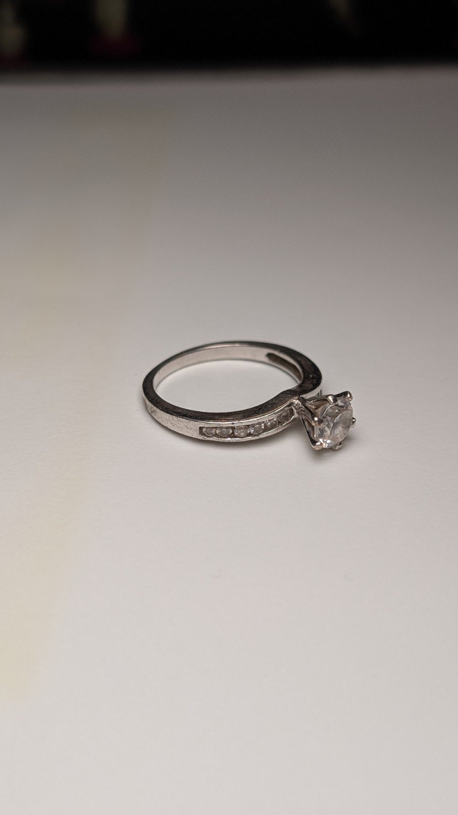 Vintage Sterling Silver CZ Solitaire Ring | Size O 1/2 | 925 Silver - Image 4