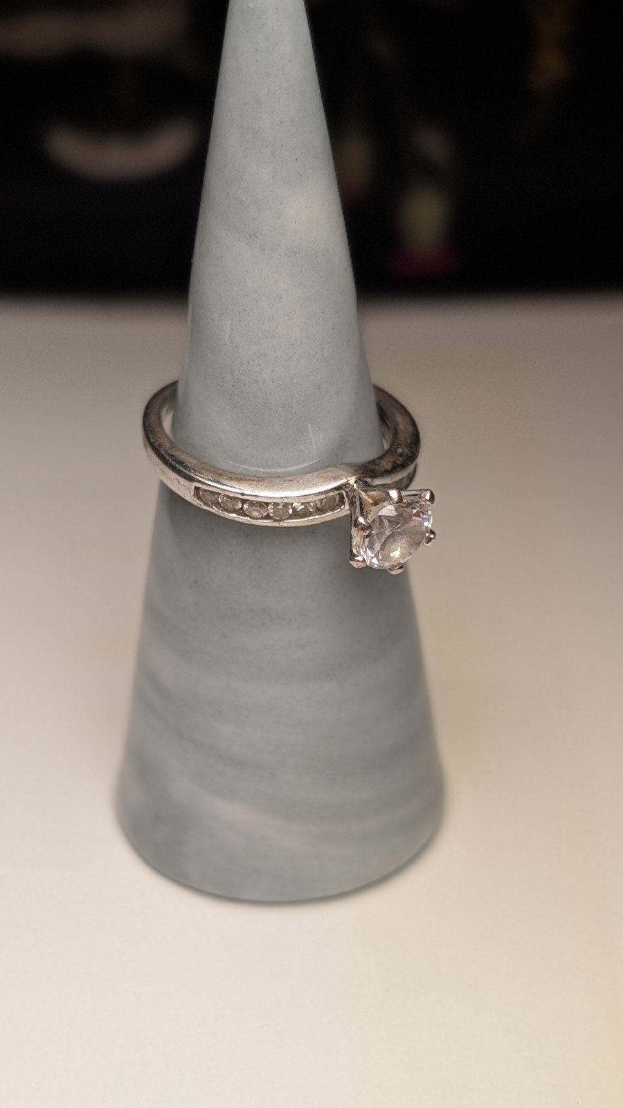 Vintage Sterling Silver CZ Solitaire Ring | Size O 1/2 | 925 Silver - Image 5