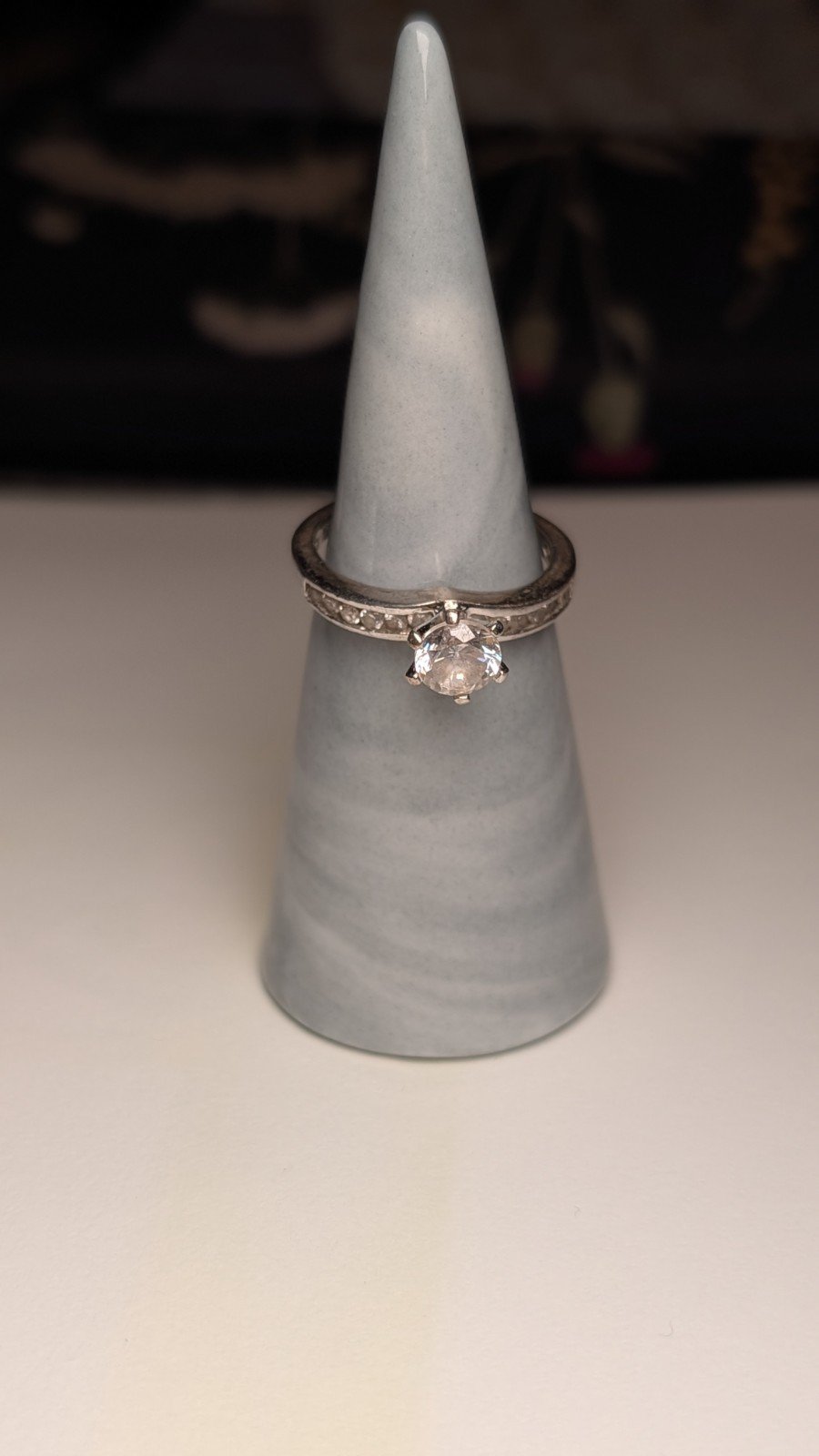 Vintage Sterling Silver CZ Solitaire Ring | Size O 1/2 | 925 Silver - Image 7