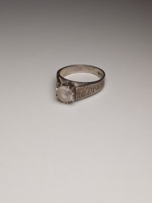 Vintage Sterling Silver 1978 Solitaire Clear Gemstone Ring | Size J 1/2 | 925