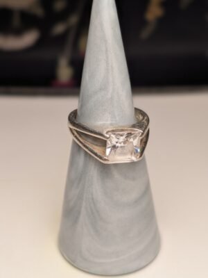 Vintage Sterling Silver CZ Stone Ring | Size N | 925 Silver