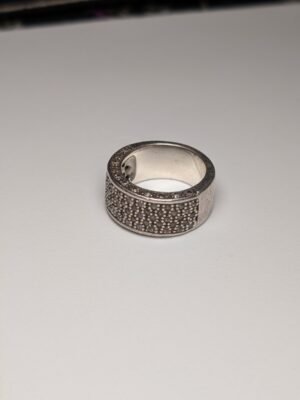 Vintage Sterling Silver CZ Thick Band Ring | Size M | 10.6g | 925 Silver