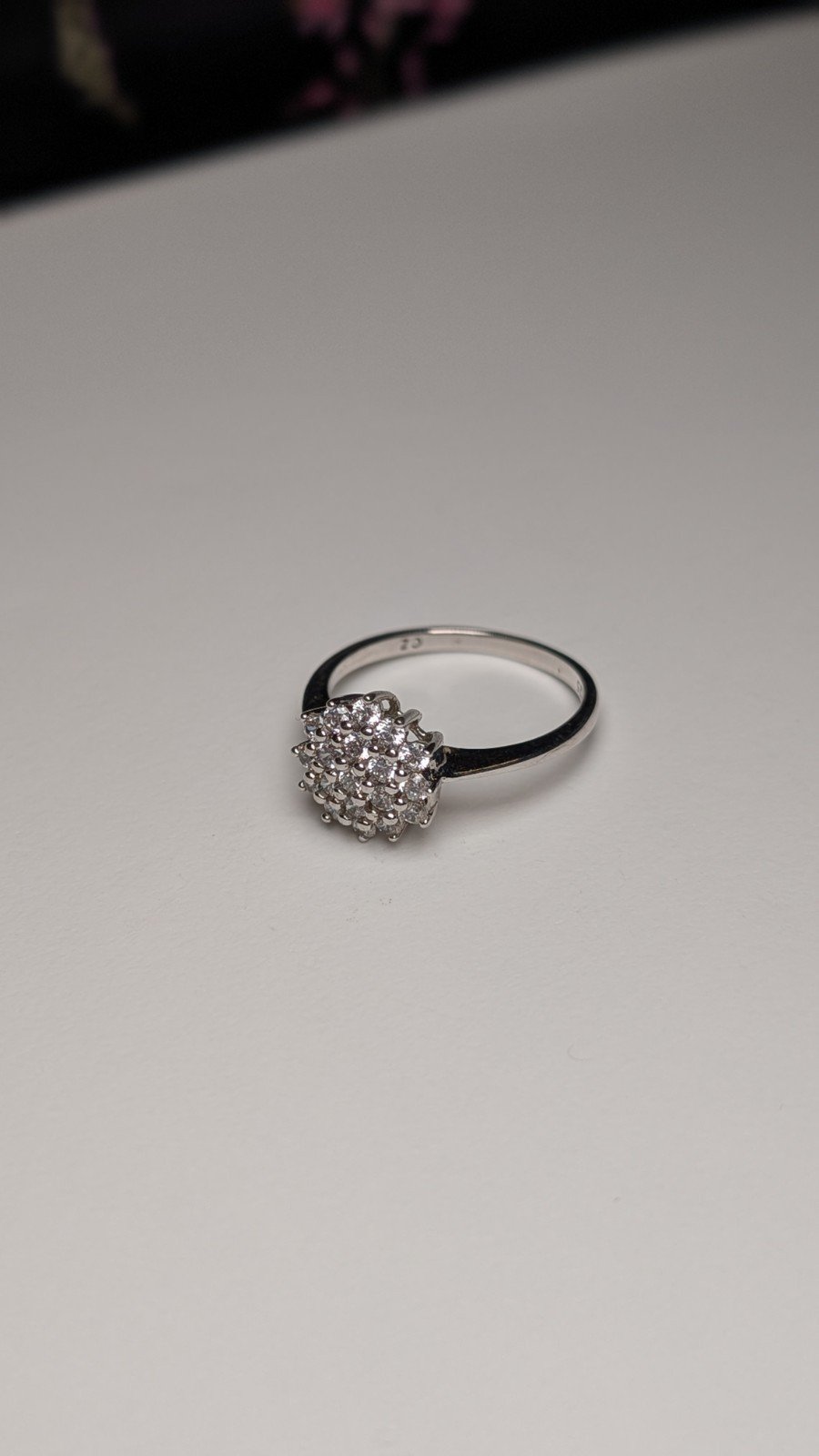 Vintage Sterling Silver Clear CZ Cluster Ring | Size Q | 925 Silver