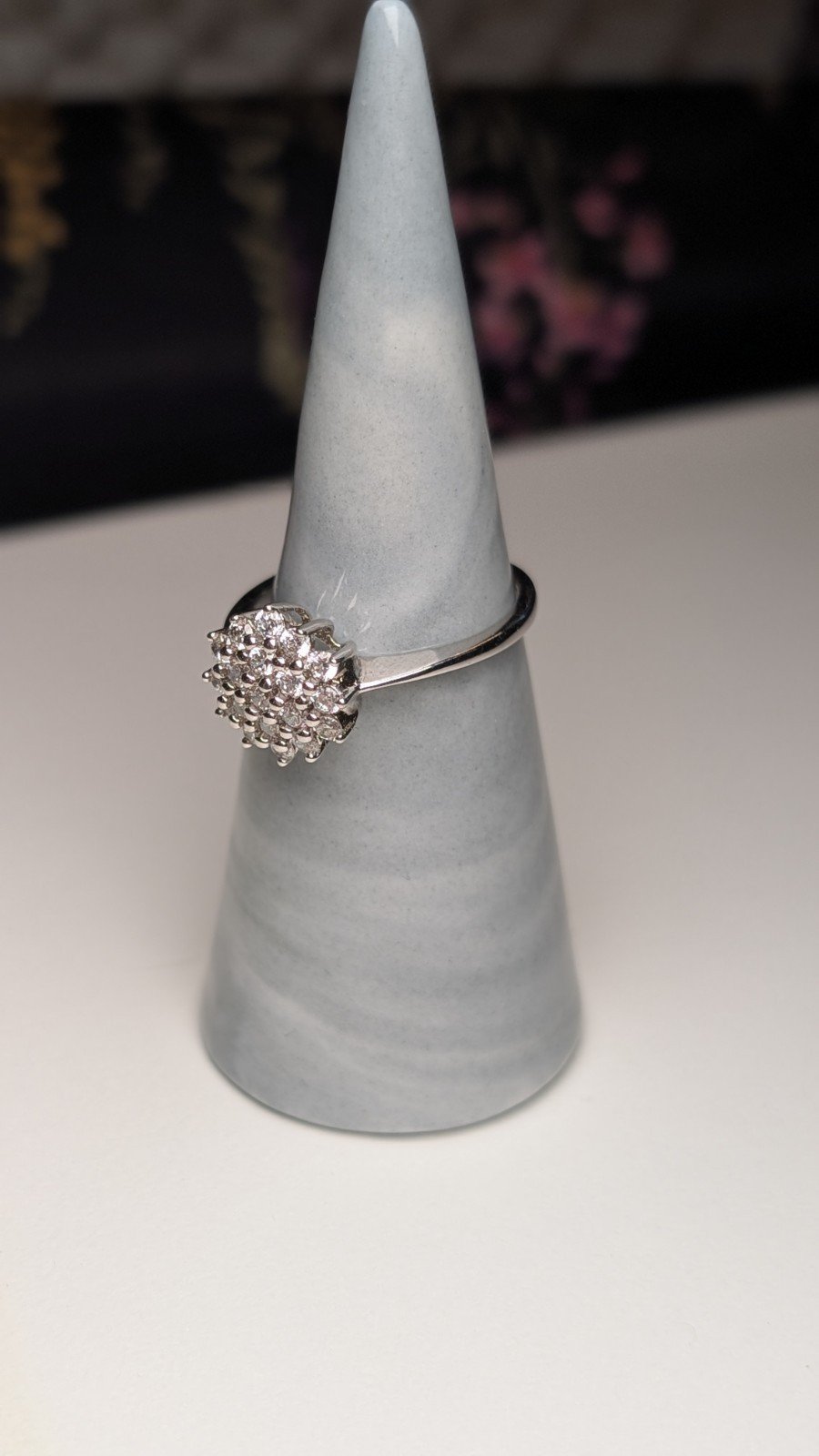 Vintage Sterling Silver Clear CZ Cluster Ring | Size Q | 925 Silver - Image 2