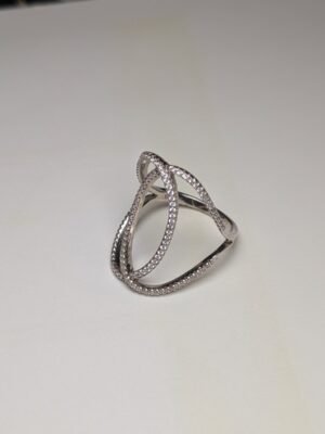 Vintage Sterling Silver Clear CZ Cocktail Ring | Size R | 925 Silver