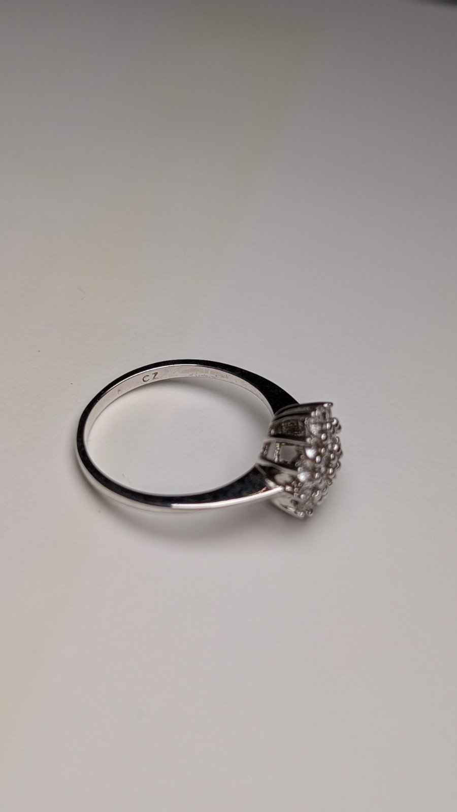 Vintage Sterling Silver Clear CZ Cluster Ring | Size Q | 925 Silver - Image 3