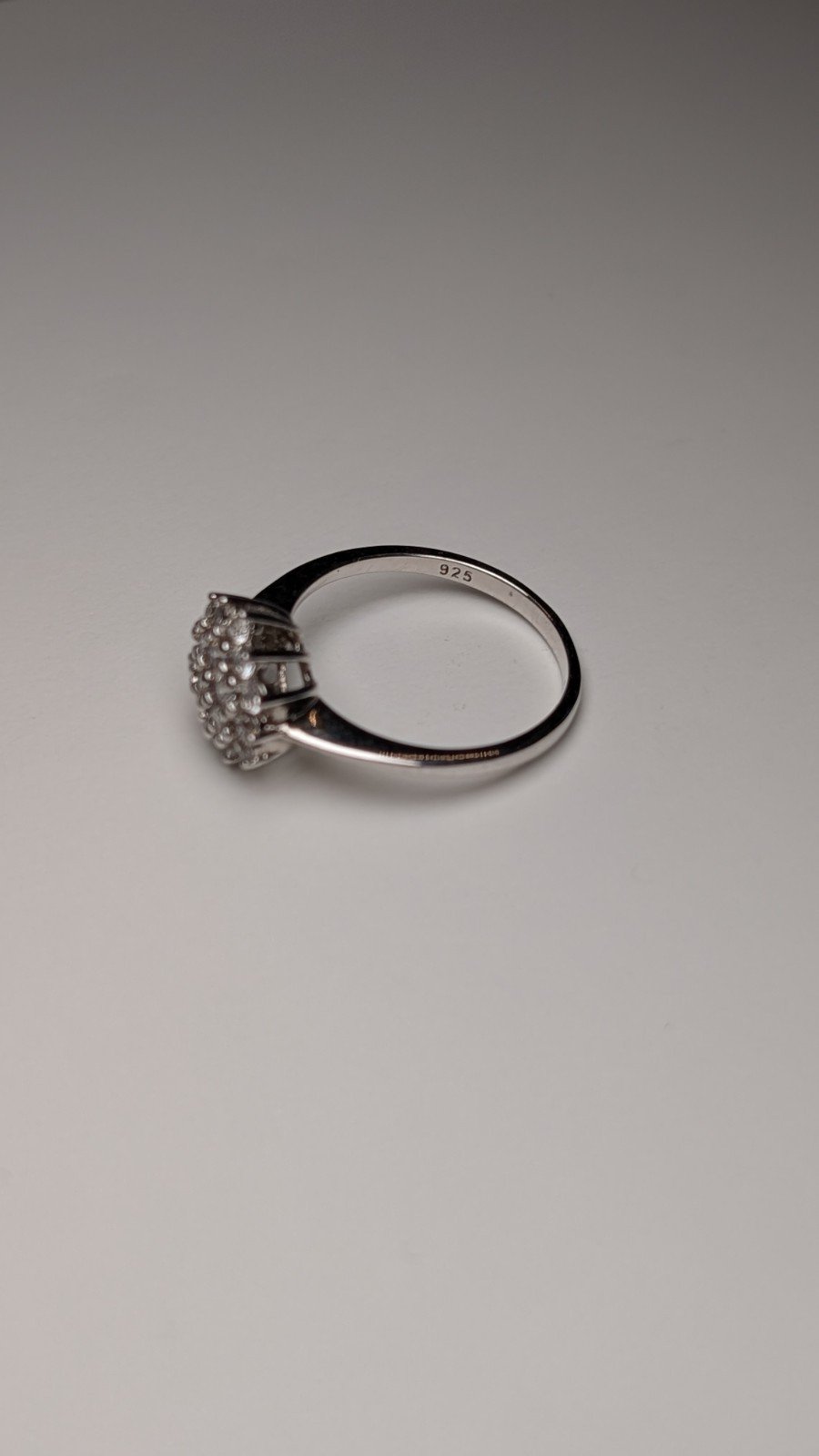 Vintage Sterling Silver Clear CZ Cluster Ring | Size Q | 925 Silver - Image 4