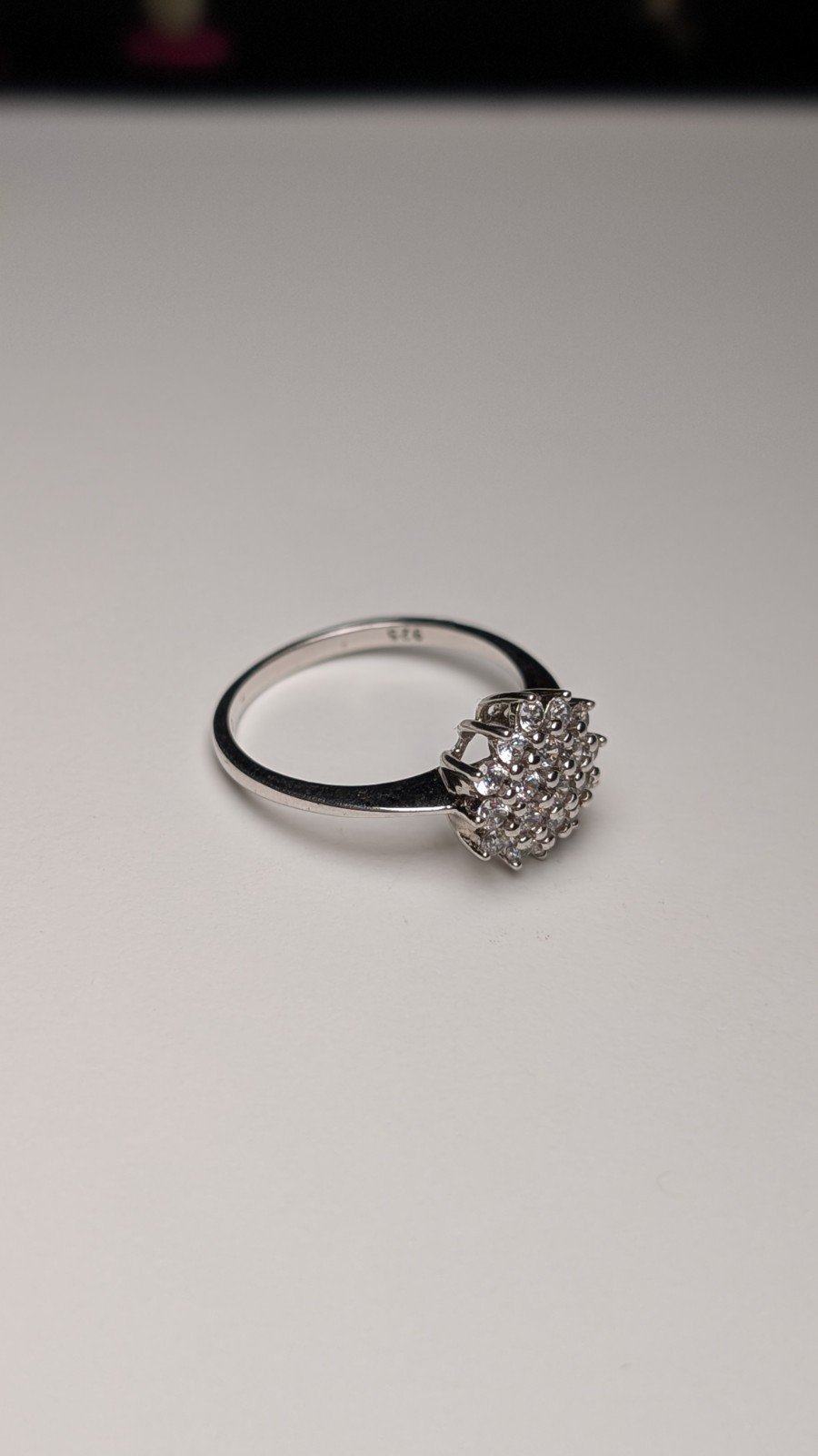 Vintage Sterling Silver Clear CZ Cluster Ring | Size Q | 925 Silver - Image 5