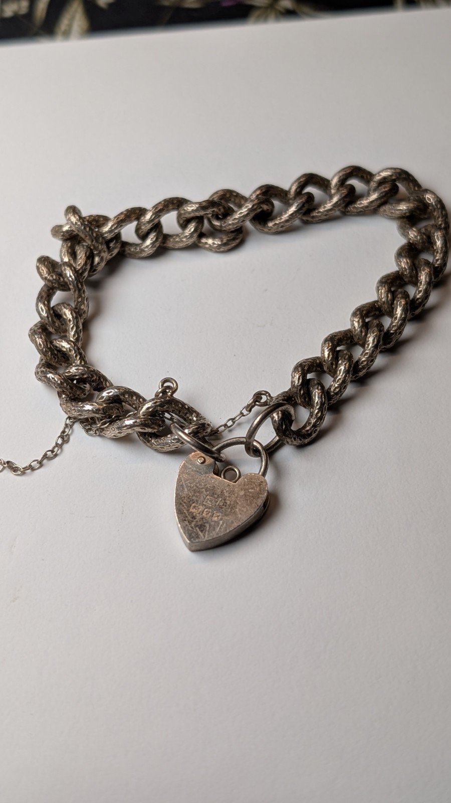 Vintage Sterling Silver Heart Chain Bracelet | 18cm | 29g | Made In London 1975