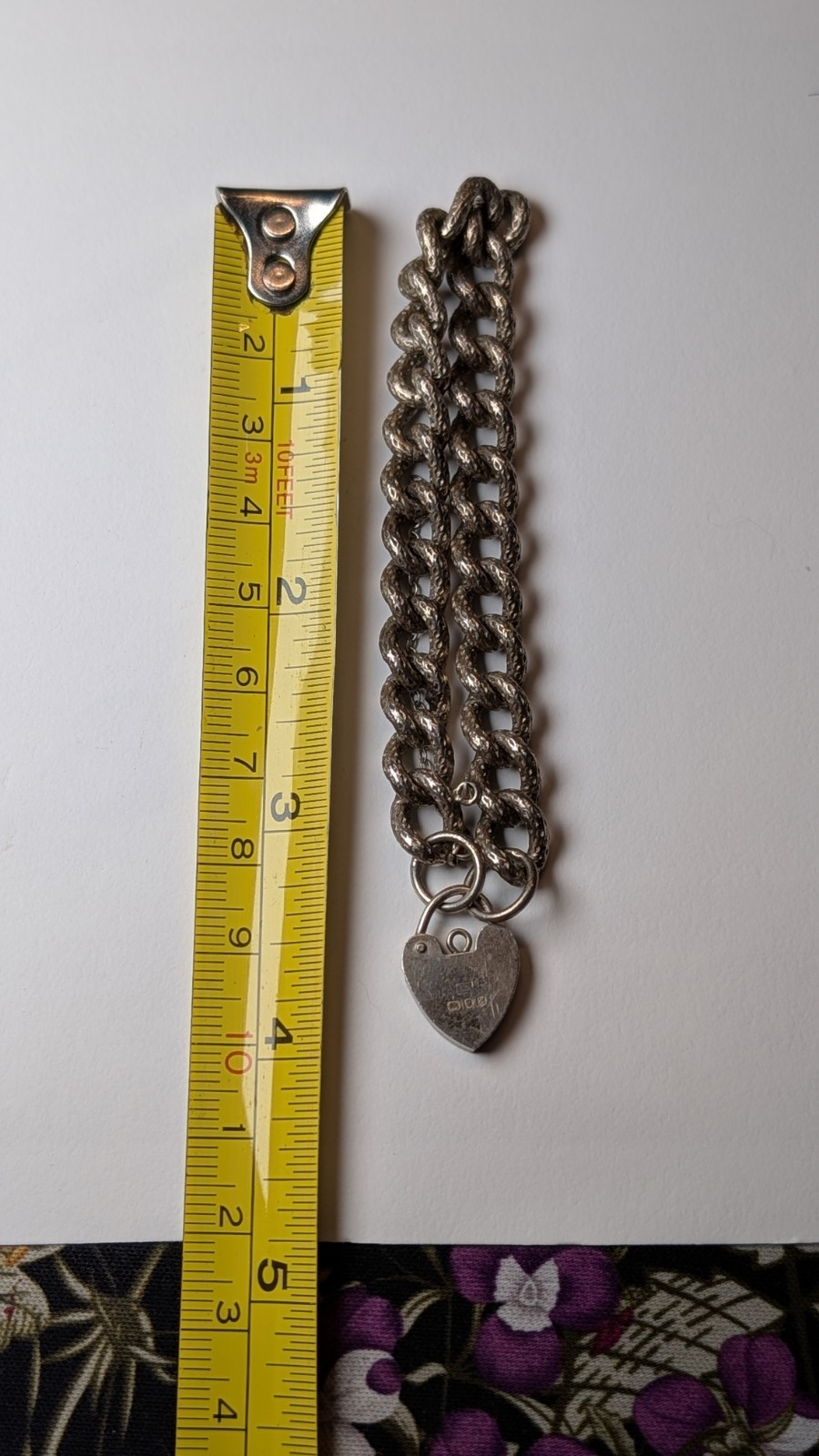 Vintage Sterling Silver Heart Chain Bracelet | 18cm | 29g | Made In London 1975 - Image 5