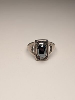 Vintage Sterling Silver Hematite Ring | Size L 1/2 | 925 Silver