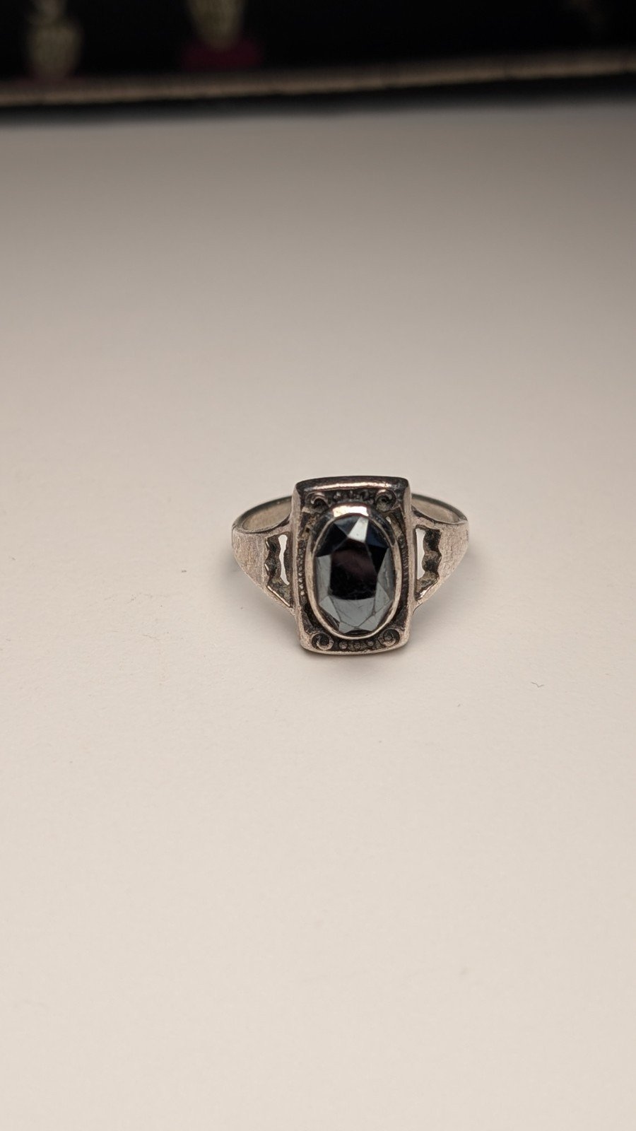 Vintage Sterling Silver Hematite Ring | Size L 1/2 | 925 Silver