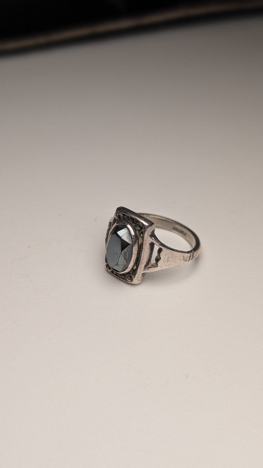Vintage Sterling Silver Hematite Ring | Size L 1/2 | 925 Silver - Image 2
