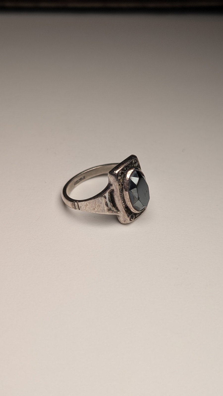 Vintage Sterling Silver Hematite Ring | Size L 1/2 | 925 Silver - Image 3