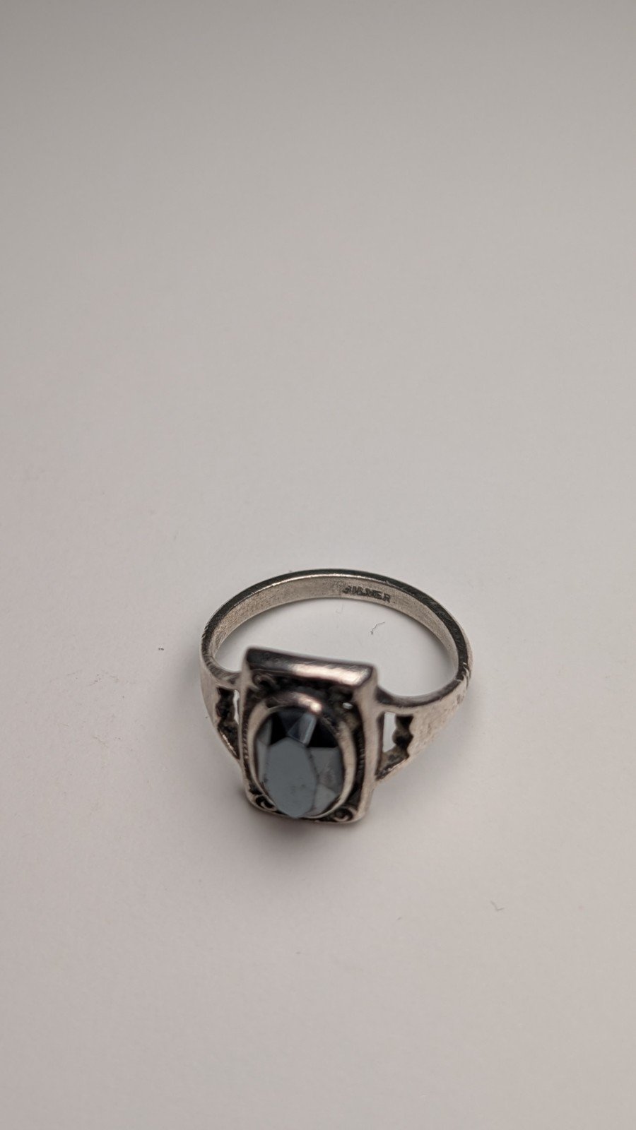 Vintage Sterling Silver Hematite Ring | Size L 1/2 | 925 Silver - Image 5