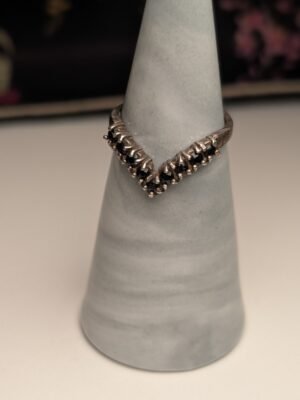 Vintage Sterling Silver 1986 Chevron Sapphire Ring | Size L 1/2 | 925 Silver