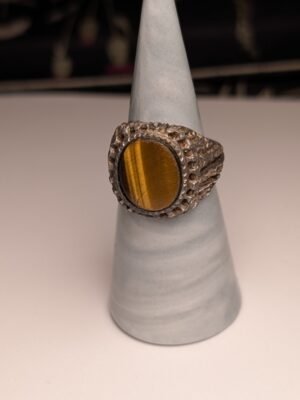 Vintage Sterling Silver Tigers Eye Signet Ring | Size P 1/2 | 925 Silver