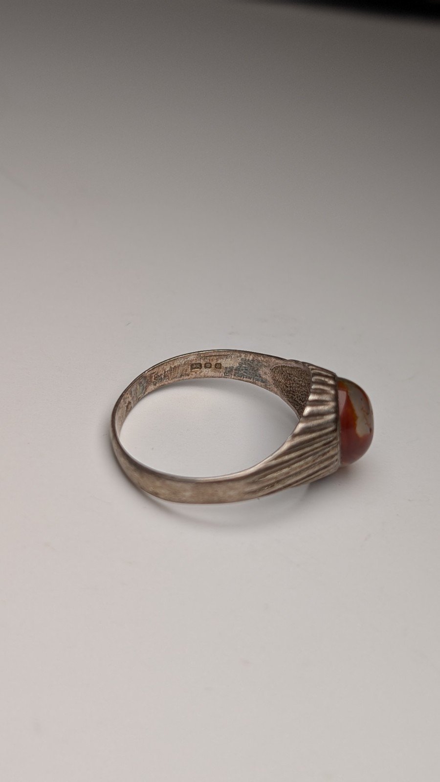 Vintage Sterling Silver 1976 Agate Ring | Size T 1/2 | 925 | Made In London - Image 5