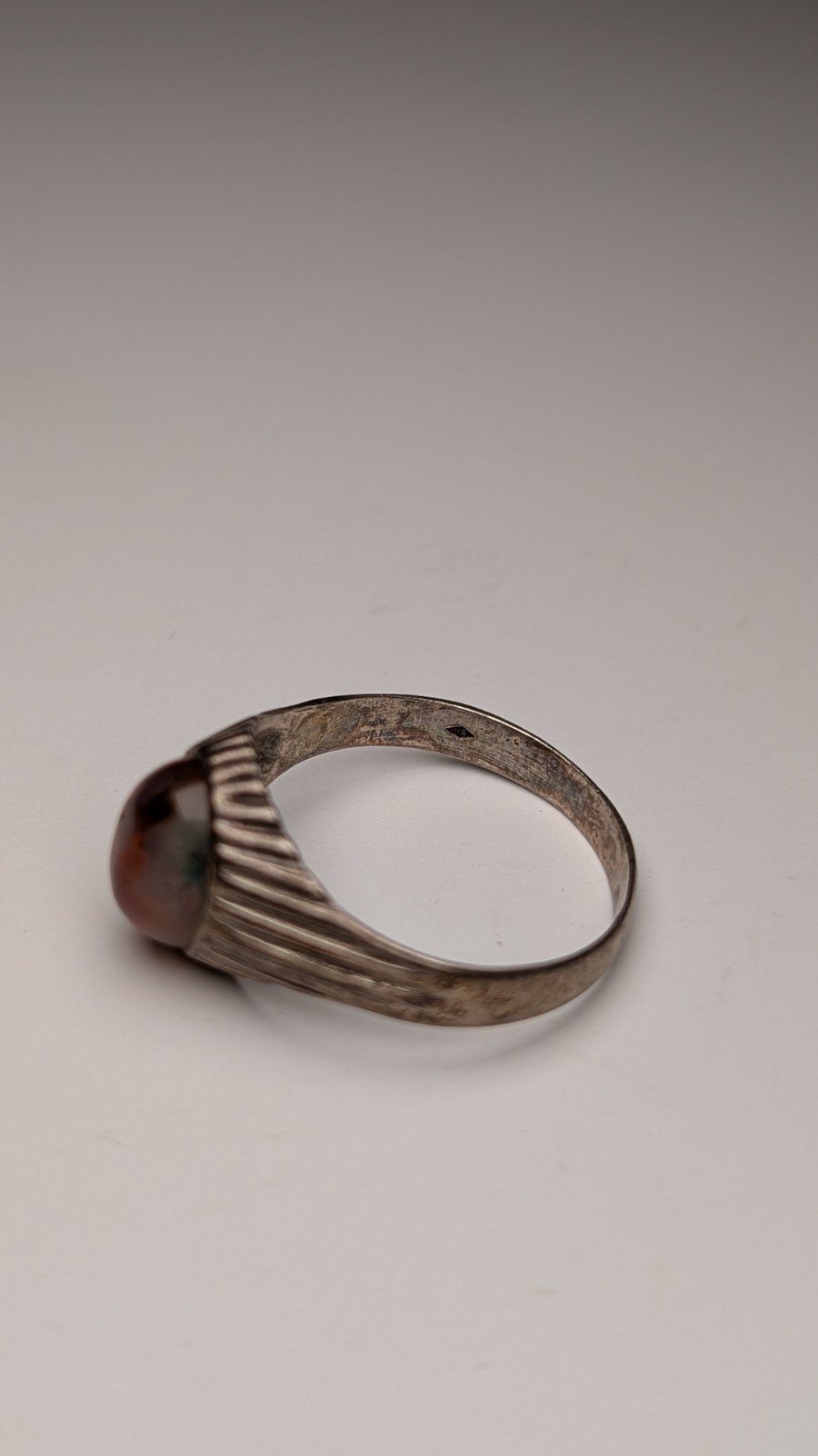 Vintage Sterling Silver 1976 Agate Ring | Size T 1/2 | 925 | Made In London - Image 6