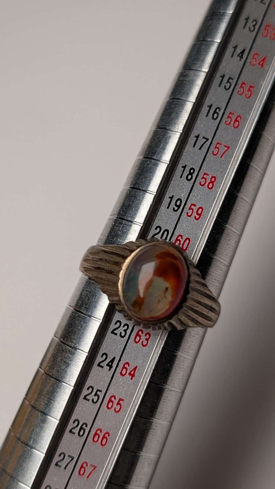 Vintage Sterling Silver 1976 Agate Ring | Size T 1/2 | 925 | Made In London - Image 9