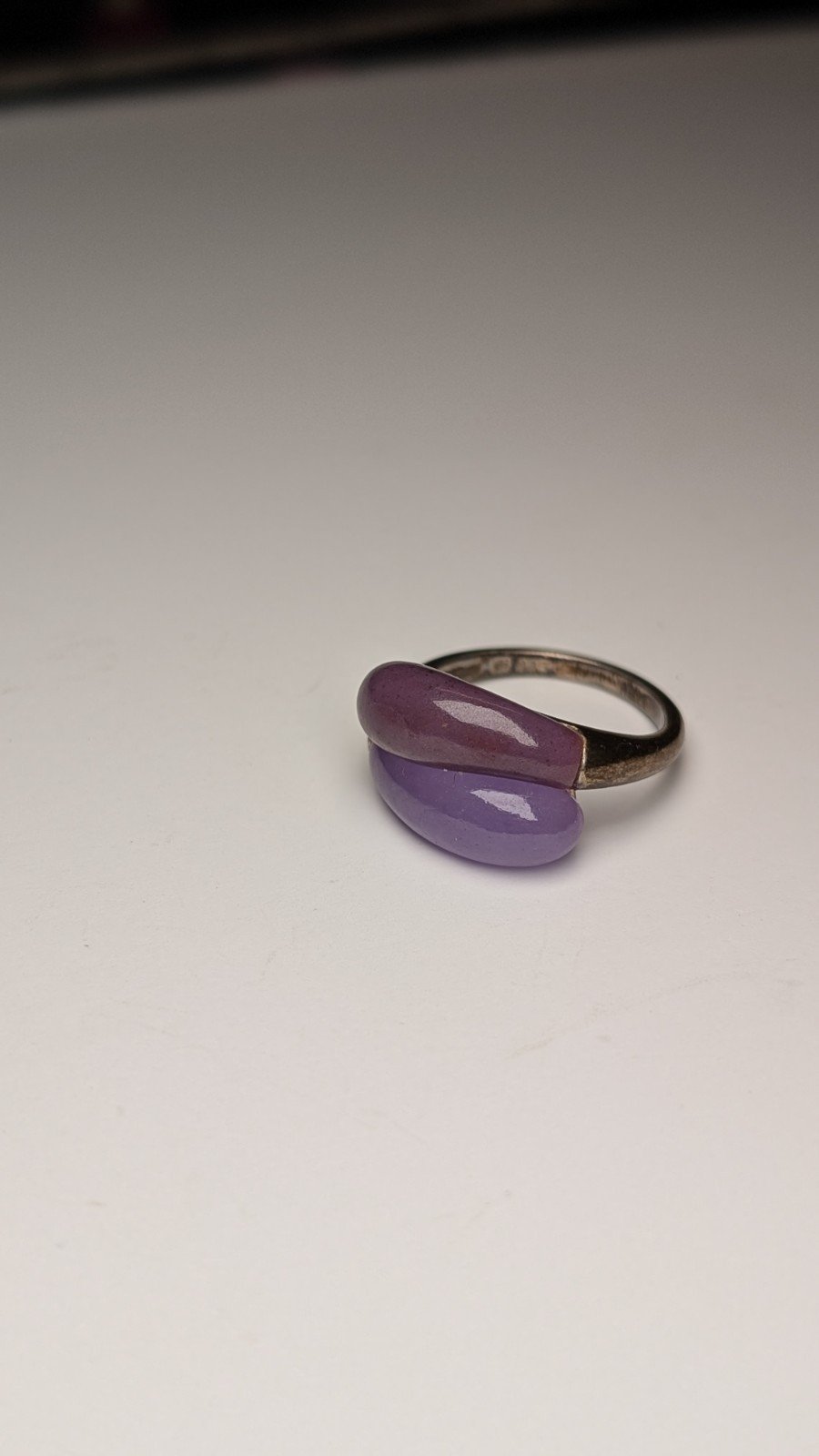 Vintage Sterling Silver Double Amethyst Ring | L 1/2 | 925 Silver
